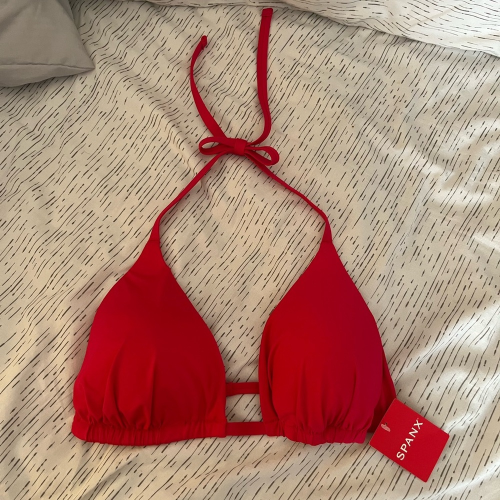 SPANX coral Triangle Halter Bikini Top